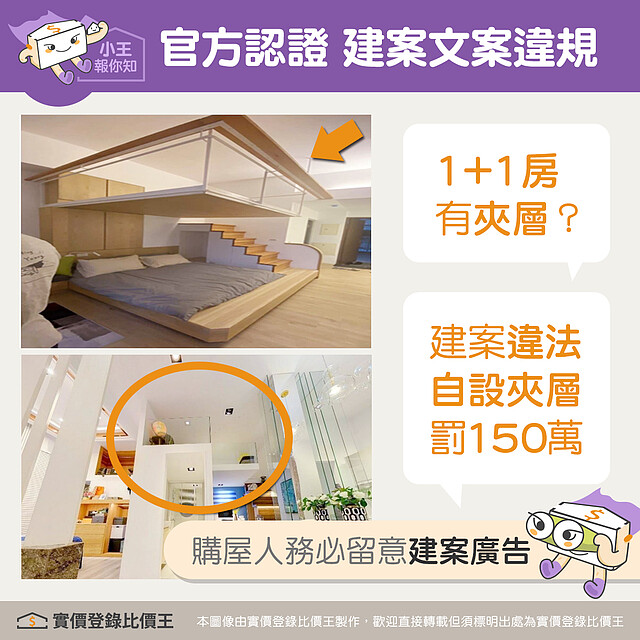 部分預售屋建案廣告有夾層的示意照片或實際模型,讓購屋人有更多想像的空間